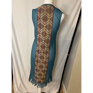 C Open Front Fringe Vest with Chevron Back Panel - Size S - Boho Chic Layering